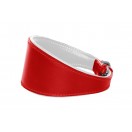  Ace Traditional Leather Dog Collar lined with super SOFT leather ::RED with WHITE LINING::